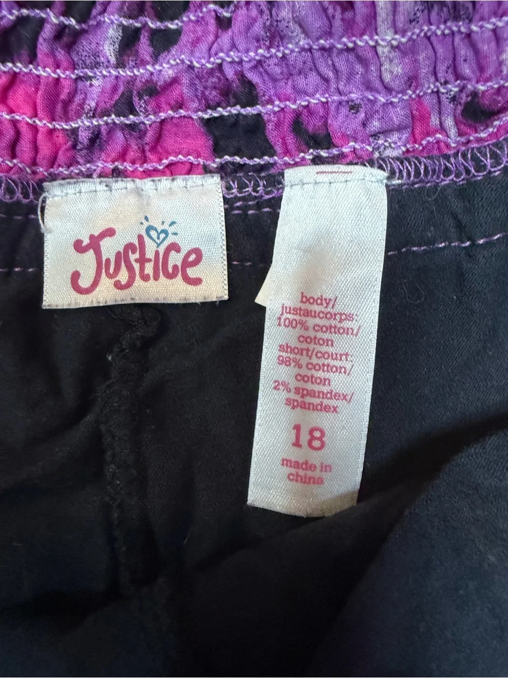 Justice Size 18 Purple Black Tiered Sequin Trim Skort Cotton Blend Girls
